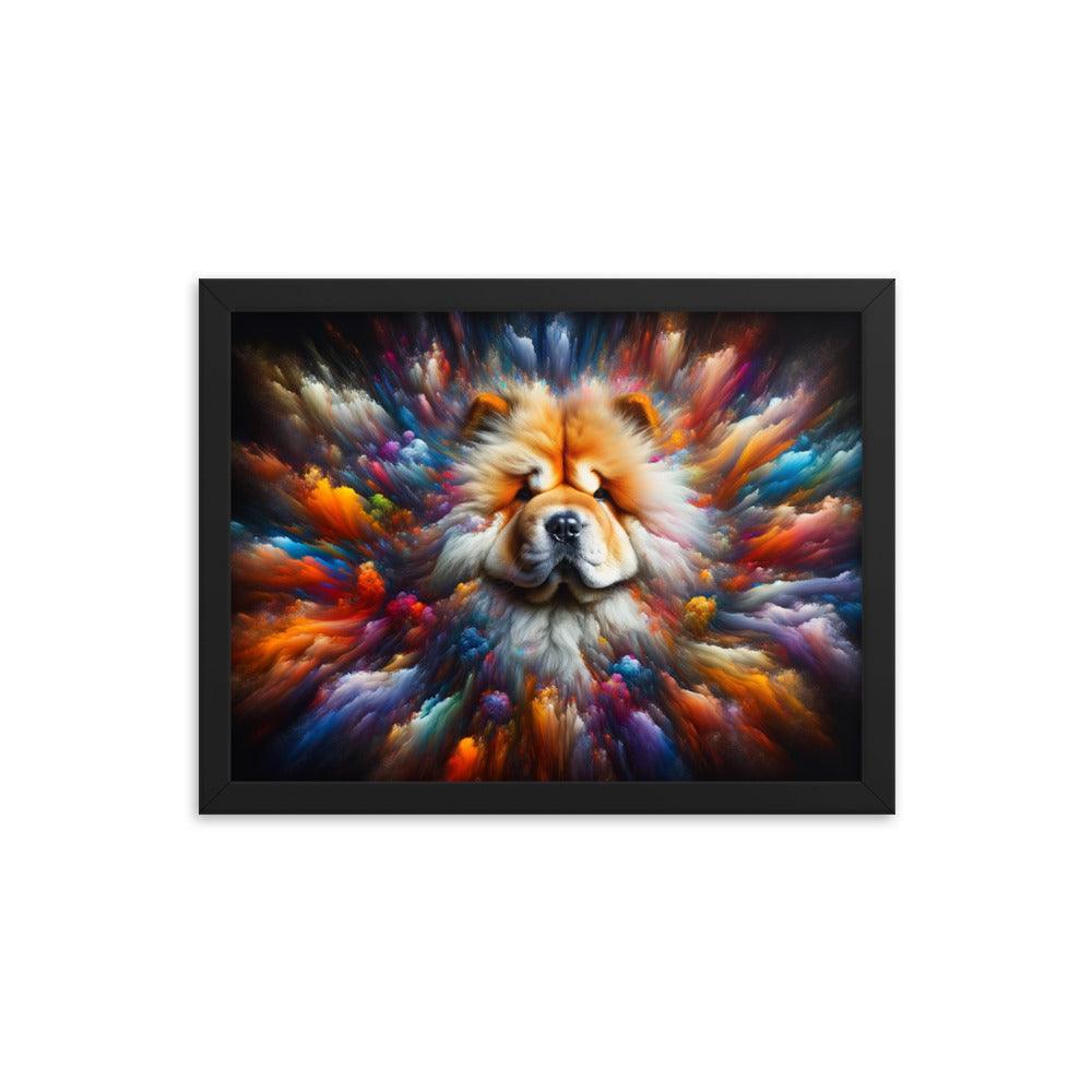 Chow Chow Abstract Burst of Vibrant Colors and Shapes Framed Poster - Oh Posters