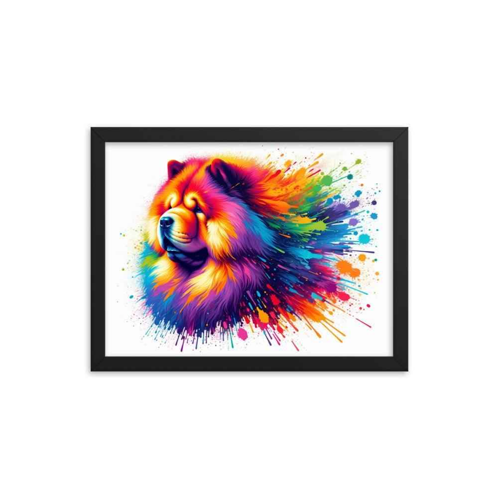 Chow Chow Rainbow Splatter Dynamic Spectrum Framed Poster - Oh Posters