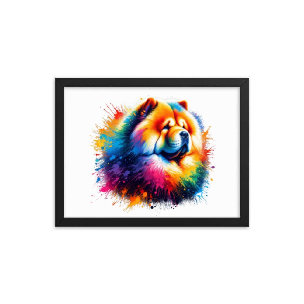 Chow Chow in Rainbow Splatter Abstract Dynamic Colors Framed Poster - Oh Posters