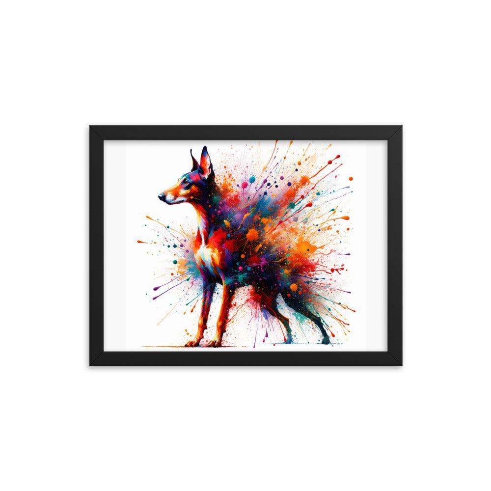 Cirneco dell'Etna Splatter Art with Vibrant Colors Framed Poster - Oh Posters