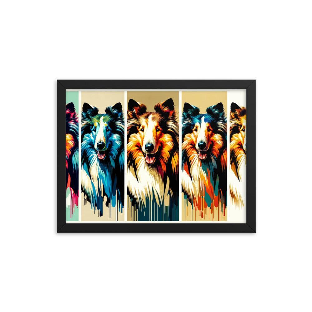 Rough Collie Dog Online Art Montage Vibrant Modern Styles Framed Poster - Oh Posters