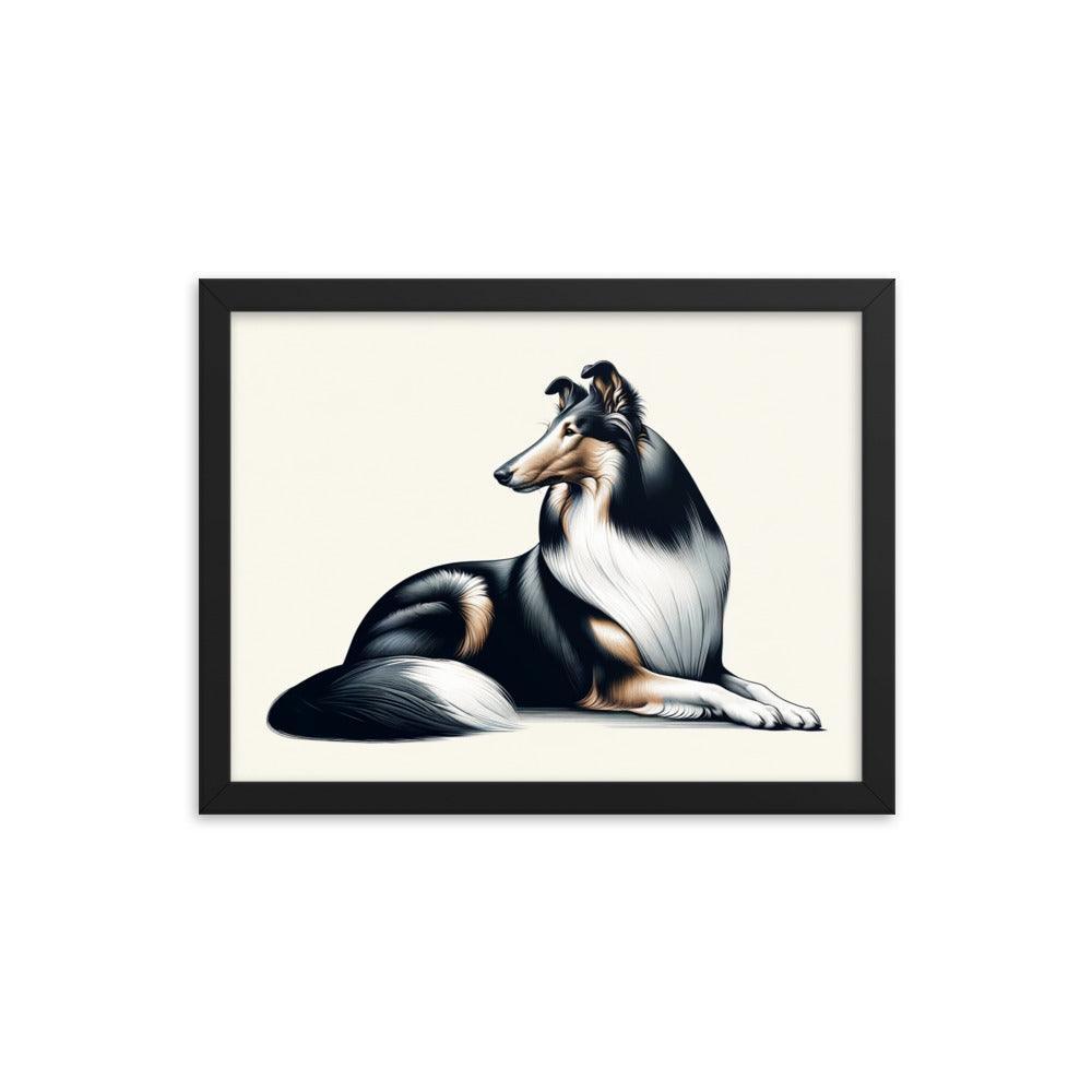 Smooth Collie Fine Art with Realistic Detail and Minimalist Elegance Framed Poster - Oh Posters