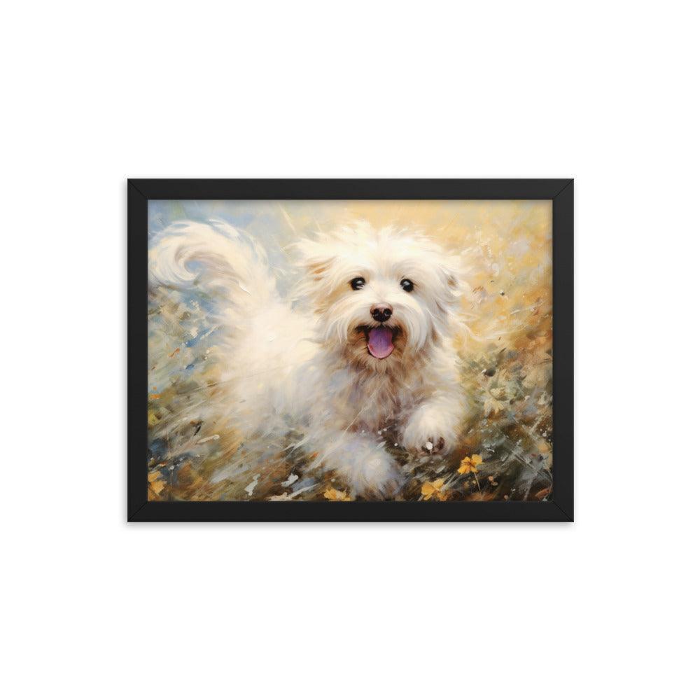 Coton De Tulear Autumn Bliss Flurry of Leaves and Light Framed Poster - Oh Posters