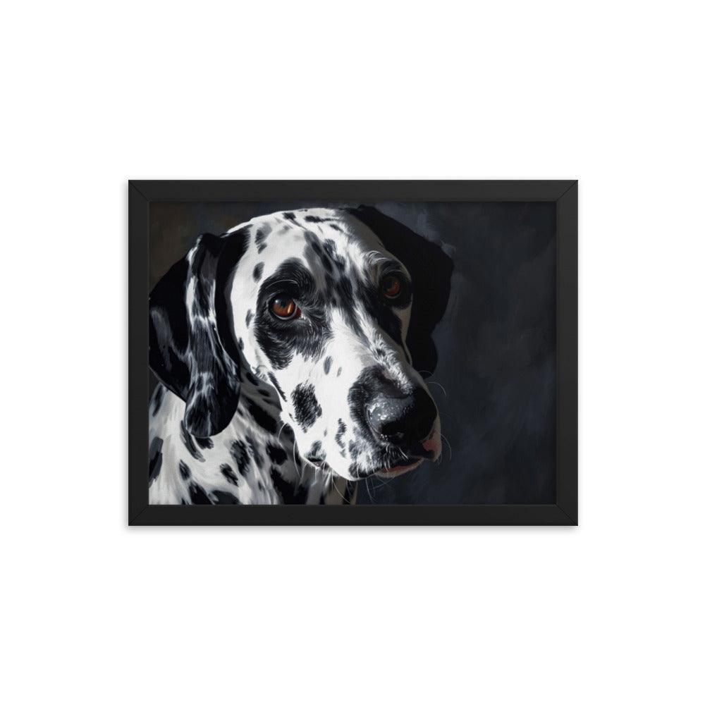 Dalmatian Dark Elegance Dog Portrait Framed Poster - Oh Posters