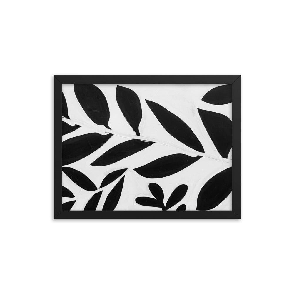 Textured Leaf Contrast Silhouette Monochrome Painting Framed Poster - Oh Posters
