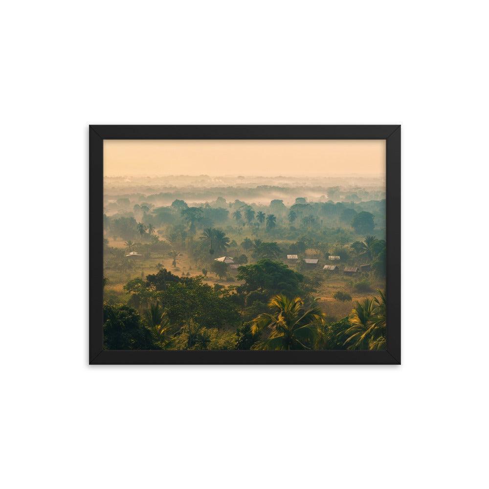 Early Morning Fog Over Benin Village Digital Art Framed Poster - Oh Posters