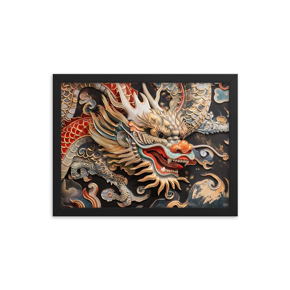 China Classic Dragon Sculpture Artwork Framed Poster - Oh Posters