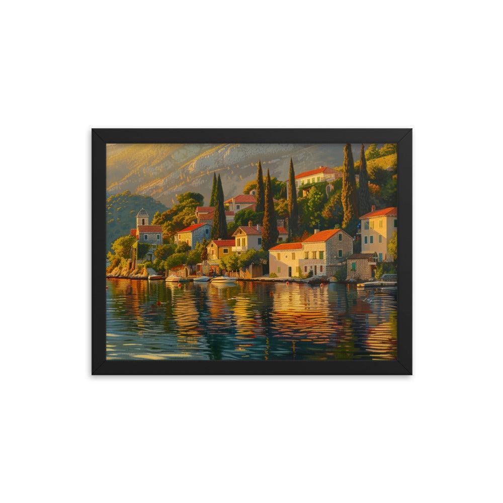 Croatia Golden Sunset Over Coastal Village Art Framed Poster - Oh Posters