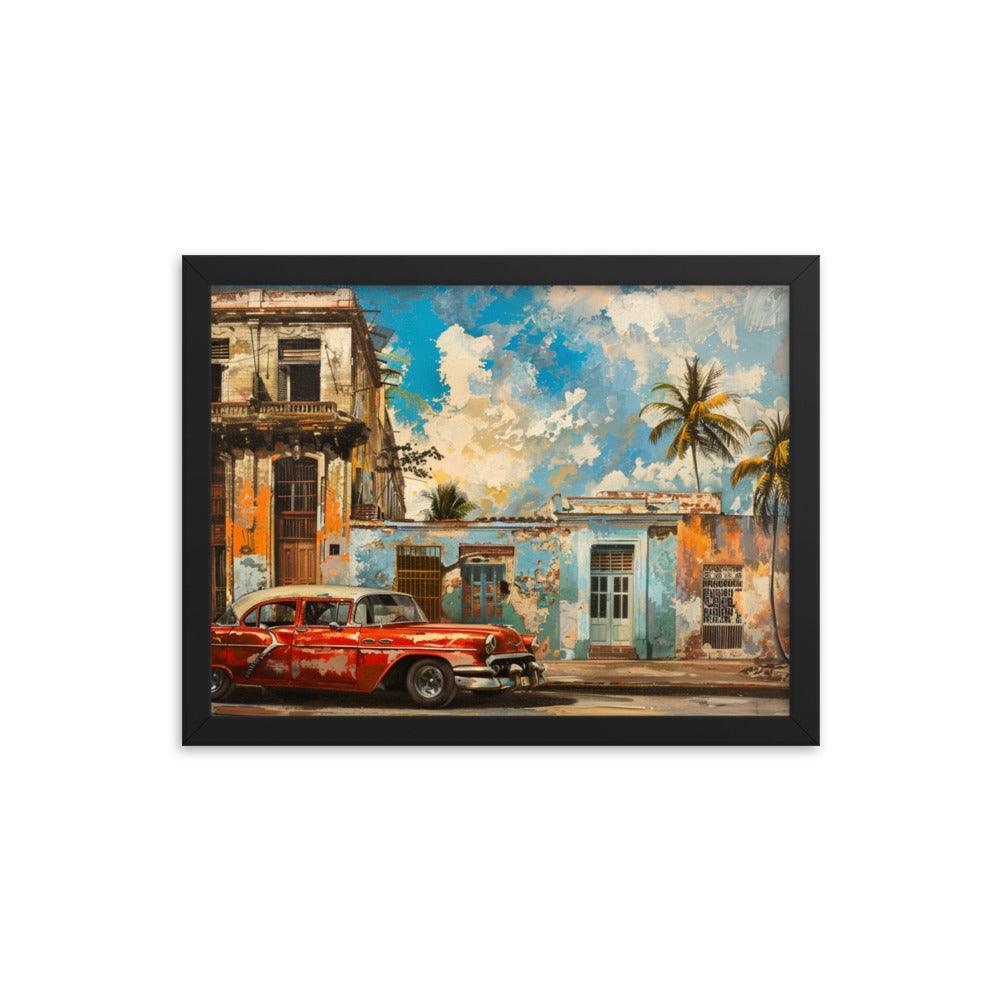 Cuba Classic Car and Historical Buildings Street Scene Framed Poster - Oh Posters