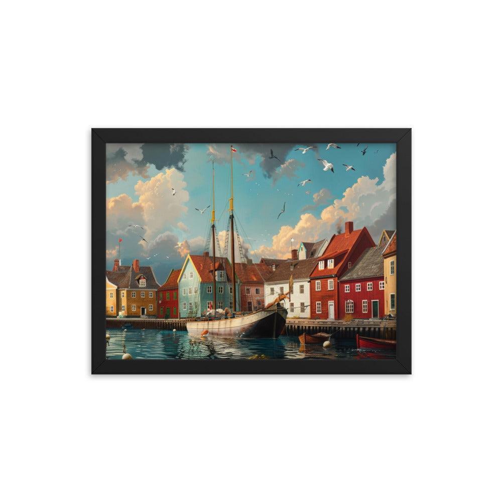 Historic Danish Seaport Denmark Digital Art Framed Poster - Oh Posters