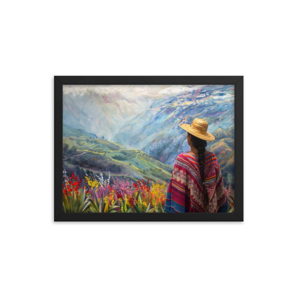 Ecuador Highlands Woman Scenic Painting Framed Poster - Oh Posters