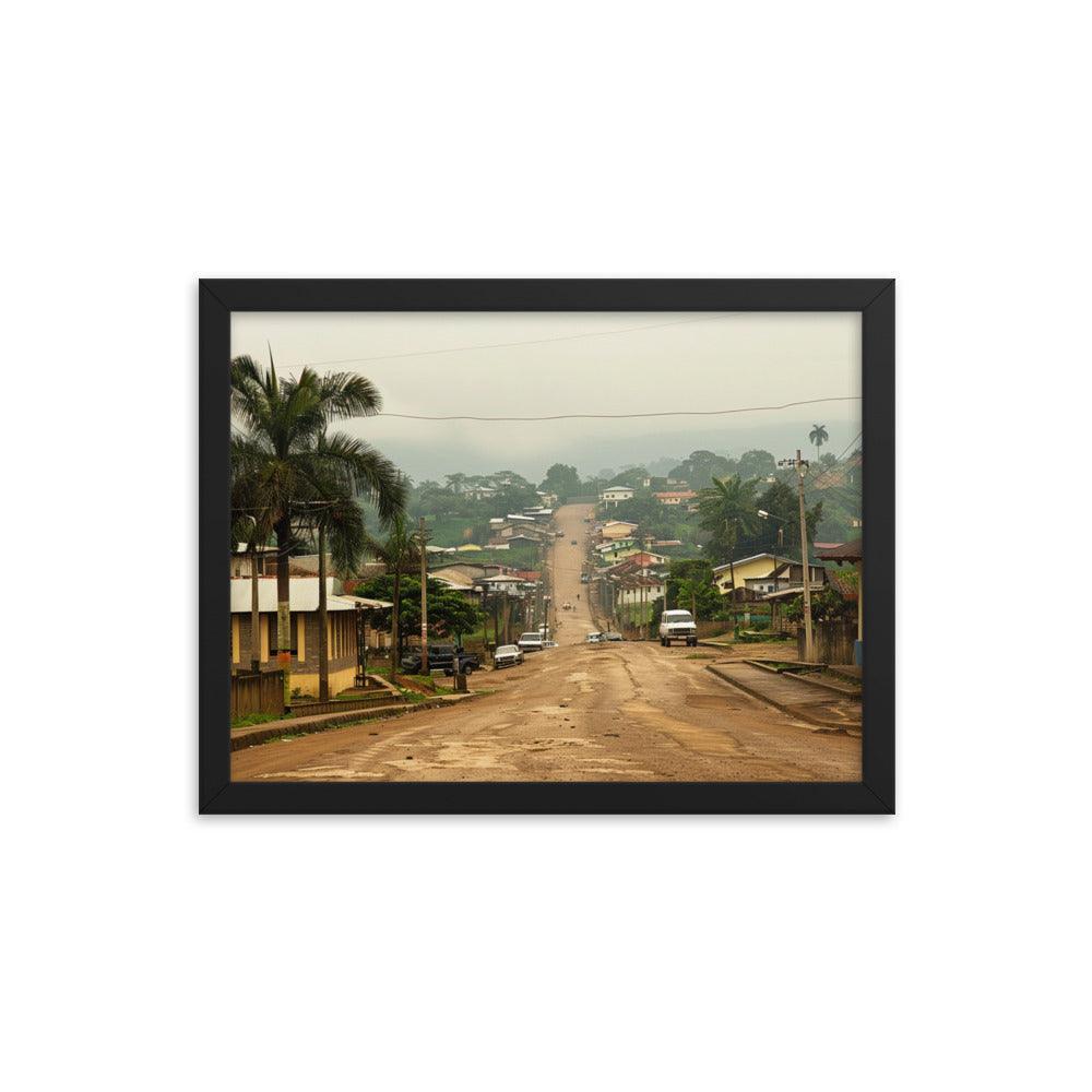 Equatorial Guinea Misty Town Street View Framed Poster - Oh Posters