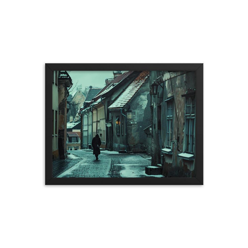 Estonia Winter Evening in Old Town Framed Poster - Oh Posters