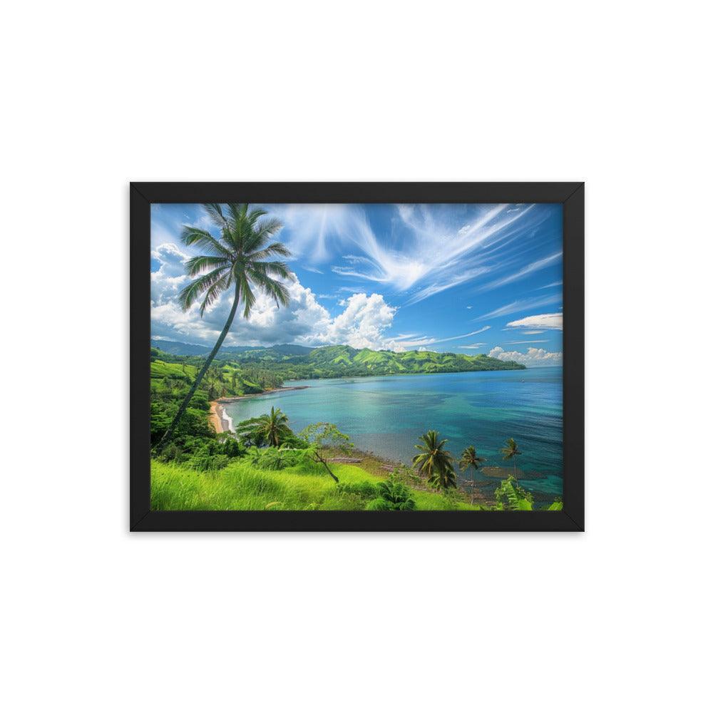 Fiji Tropical Beach Paradise Scenic Landscape Framed Poster - Oh Posters