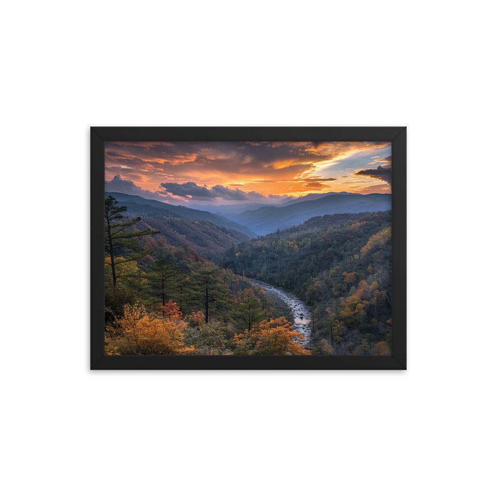 Georgia Sunset Over Mountain Valley Framed Poster - Oh Posters