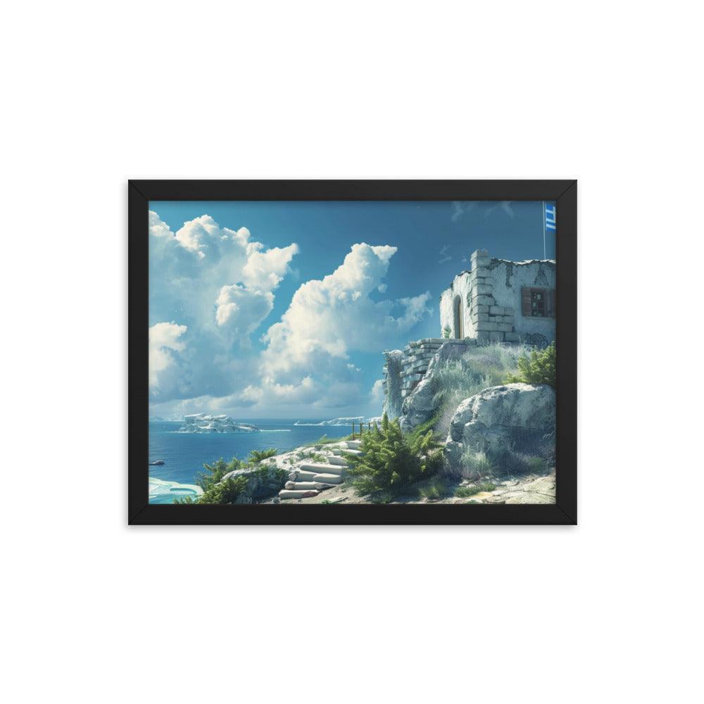 Greece Aegean Sea Ruins Ancient Heritage Framed Poster - Oh Posters