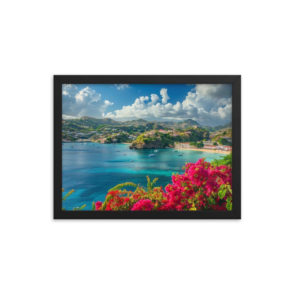 Grenada Tropical Bay Lush Hillside Framed Poster - Oh Posters