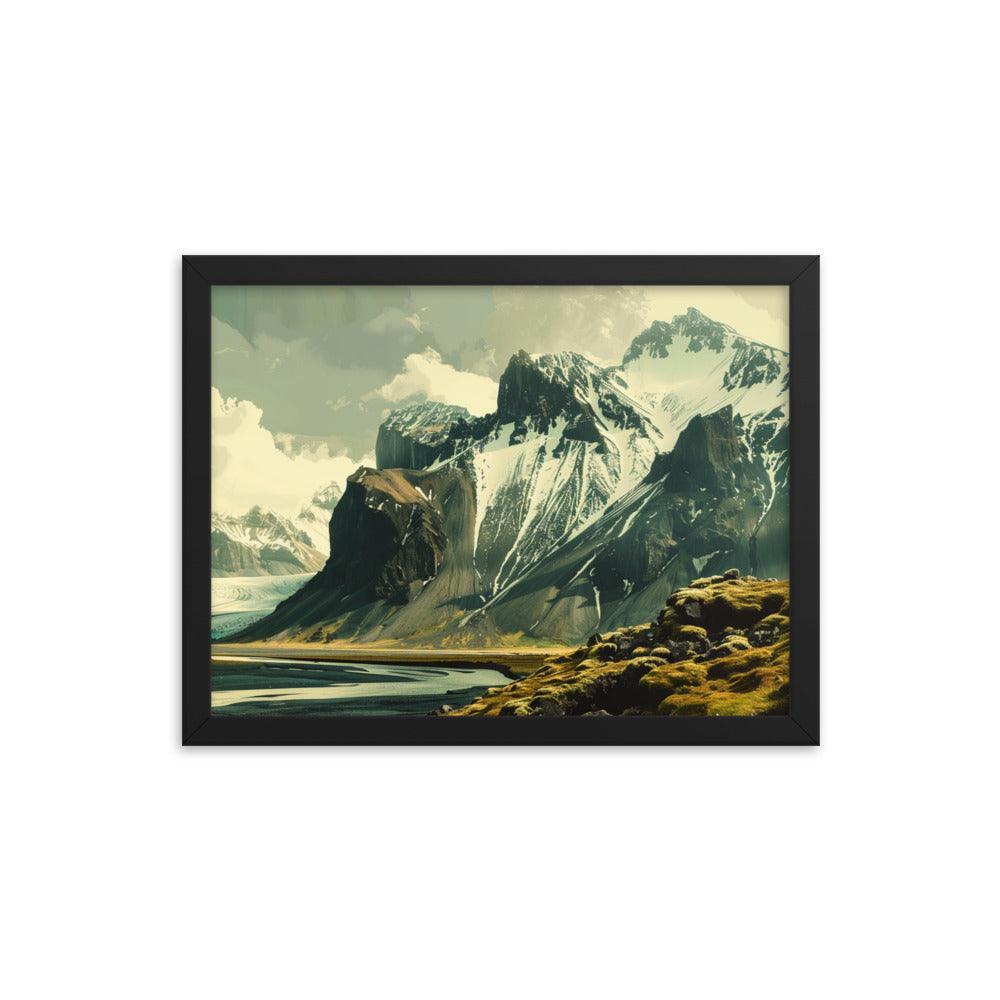 Iceland Dramatic Snowy Peaks Landscape Framed Poster - Oh Posters