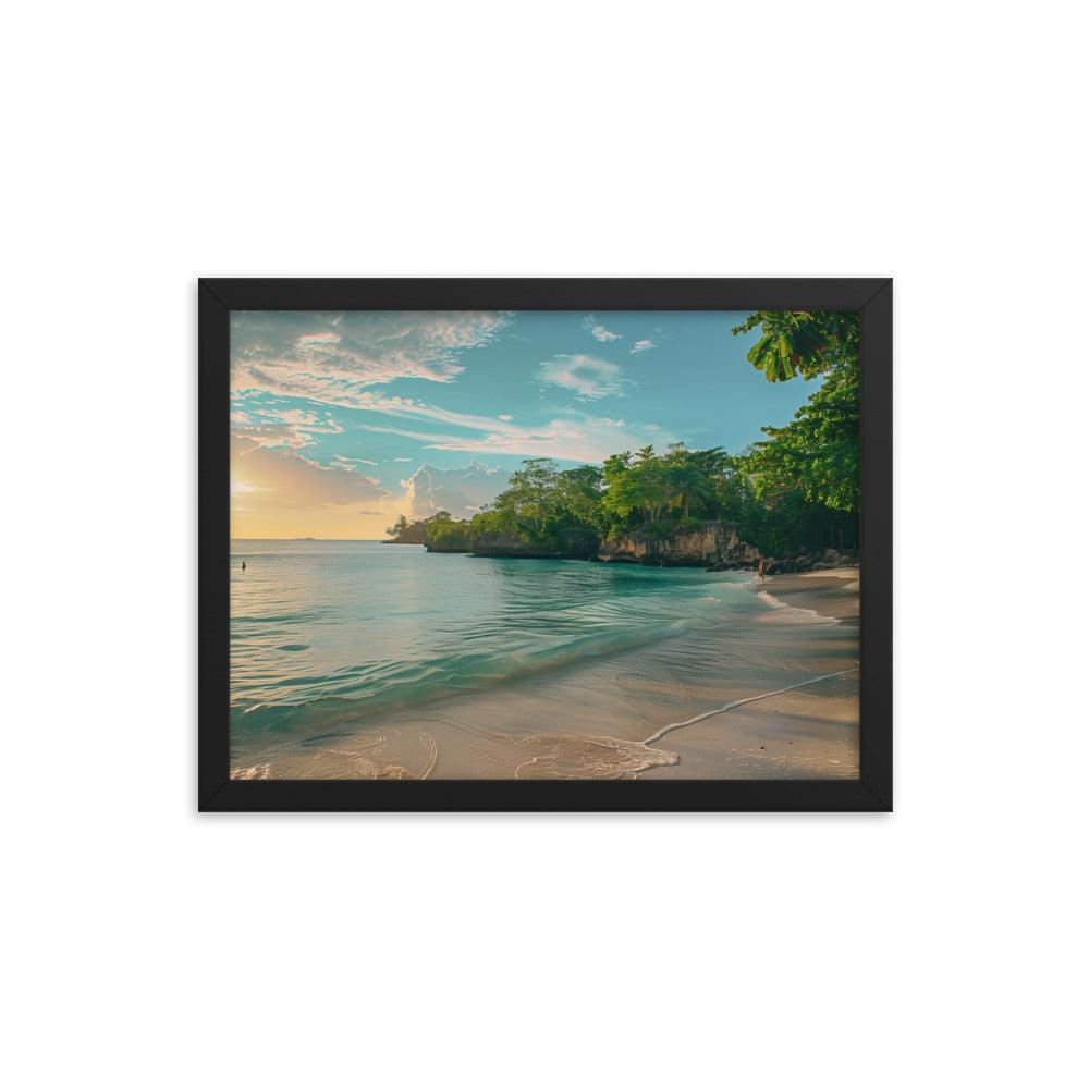 Jamaica Tranquil Seaside Sunset Framed Poster - Oh Posters