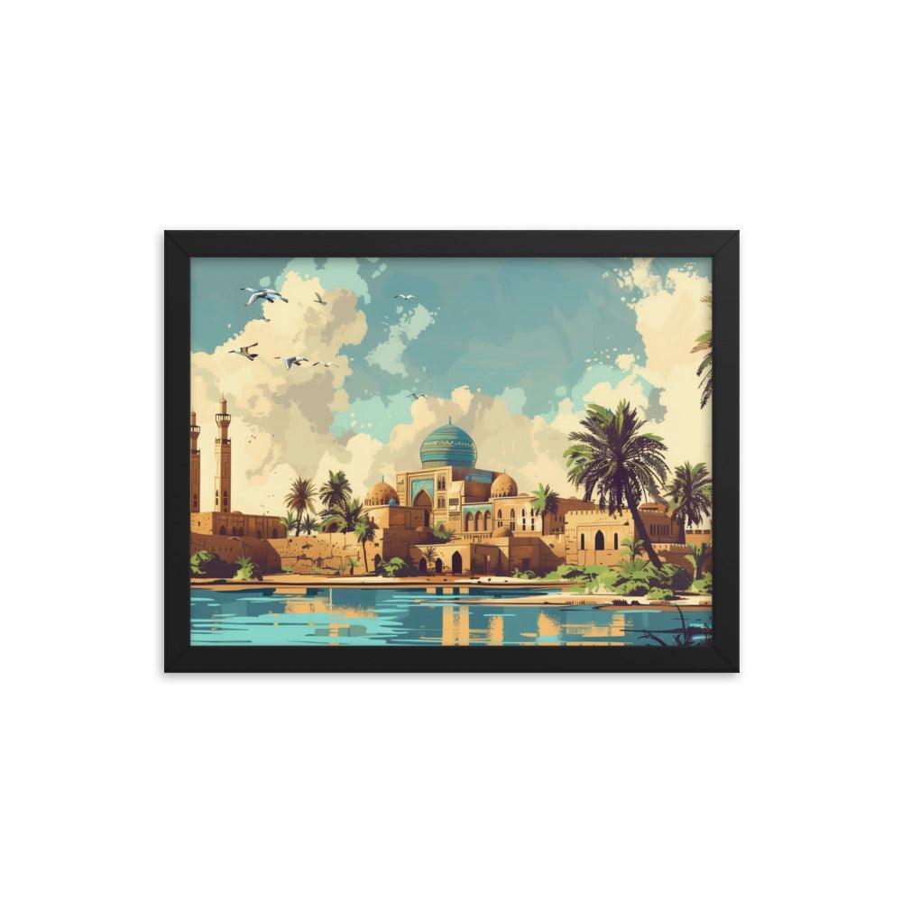 Iraq Riverside Mosque Tropical Landscape Framed Poster - Oh Posters