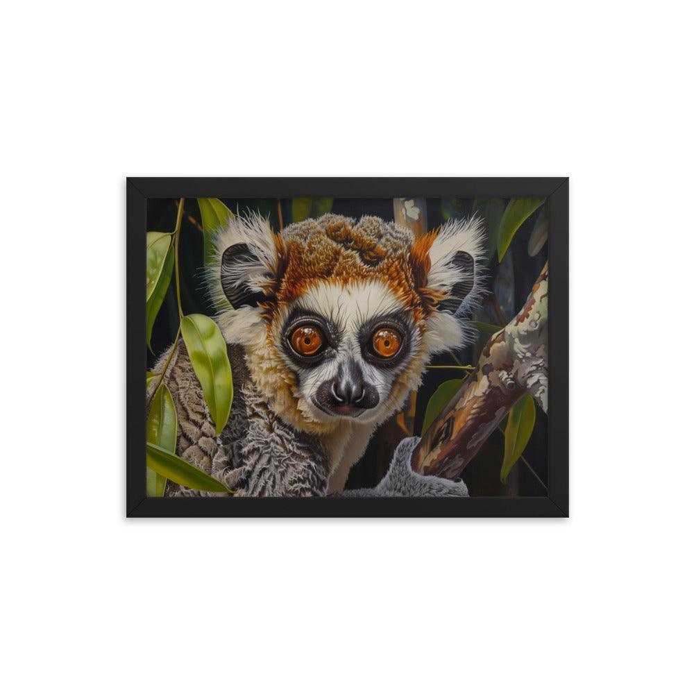 Madagascar Brown Lemur Realistic Wildlife Art Framed Poster - Oh Posters
