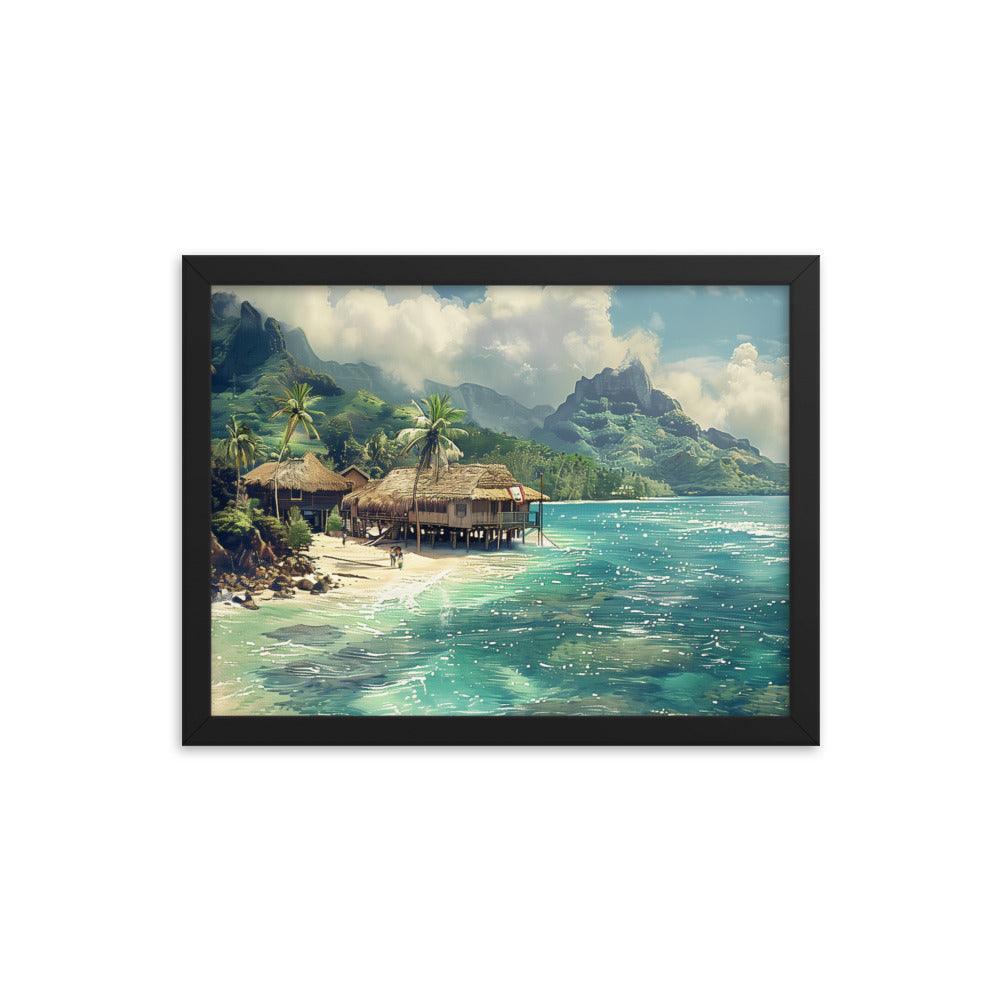 Nauru Tropical Beachside Village Framed Poster - Oh Posters