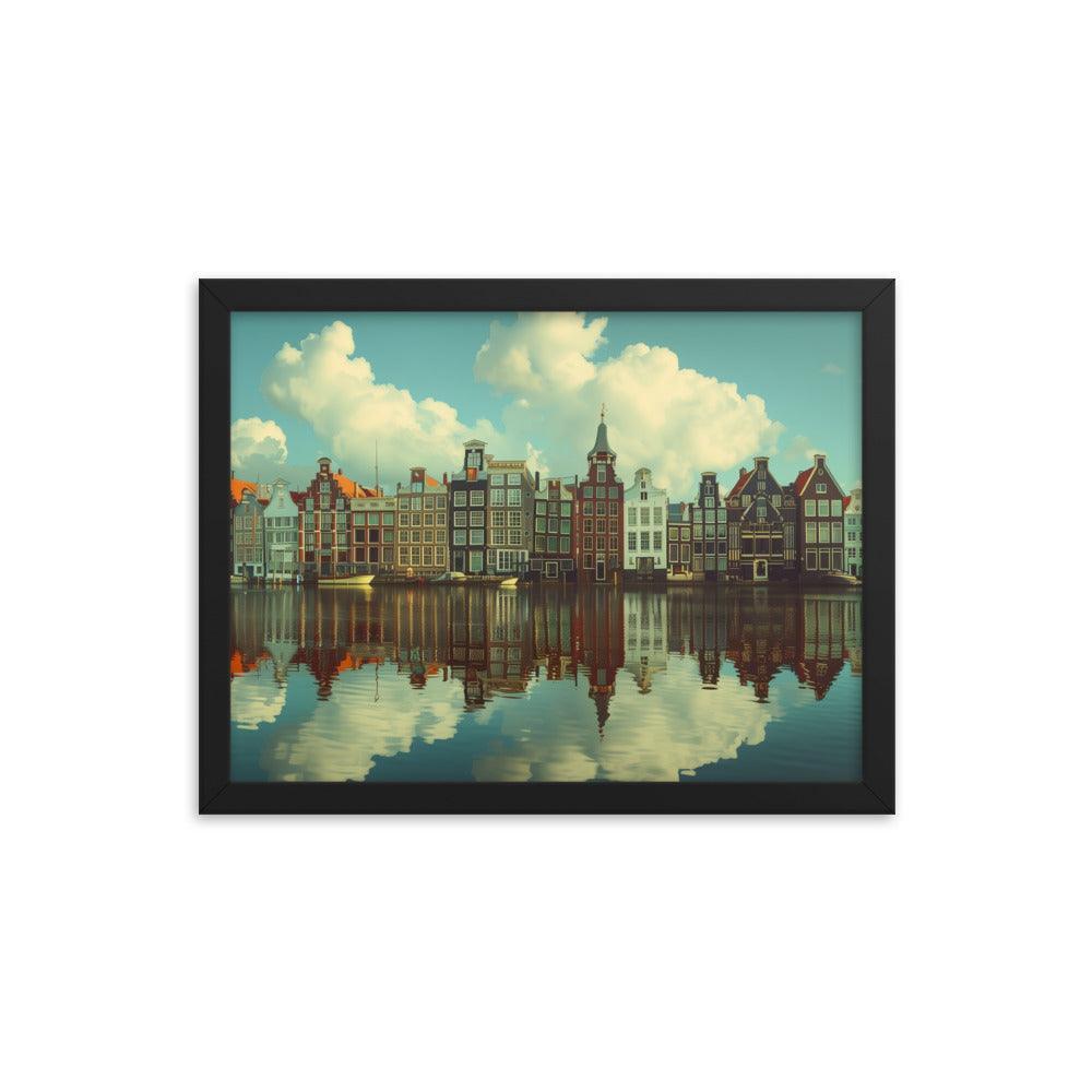 Netherlands Historic Amsterdam Canal Houses Framed Poster - Oh Posters