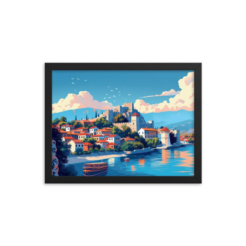 North Macedonia Historic Castle by the Lake Framed Poster - Oh Posters