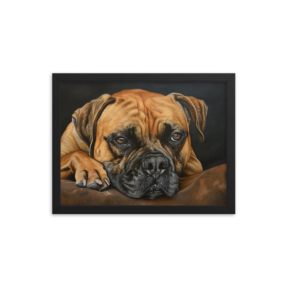 Bullmastiff Resting Portrait Painting Framed Poster - Oh Posters