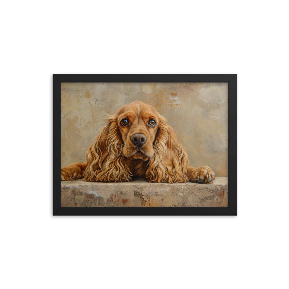 English Cocker Spaniel Resting on Textured Background Painting Framed Poster - Oh Posters