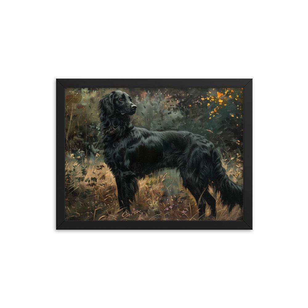 Flat-Coated Retriever in Forest Painting Framed Poster - Oh Posters