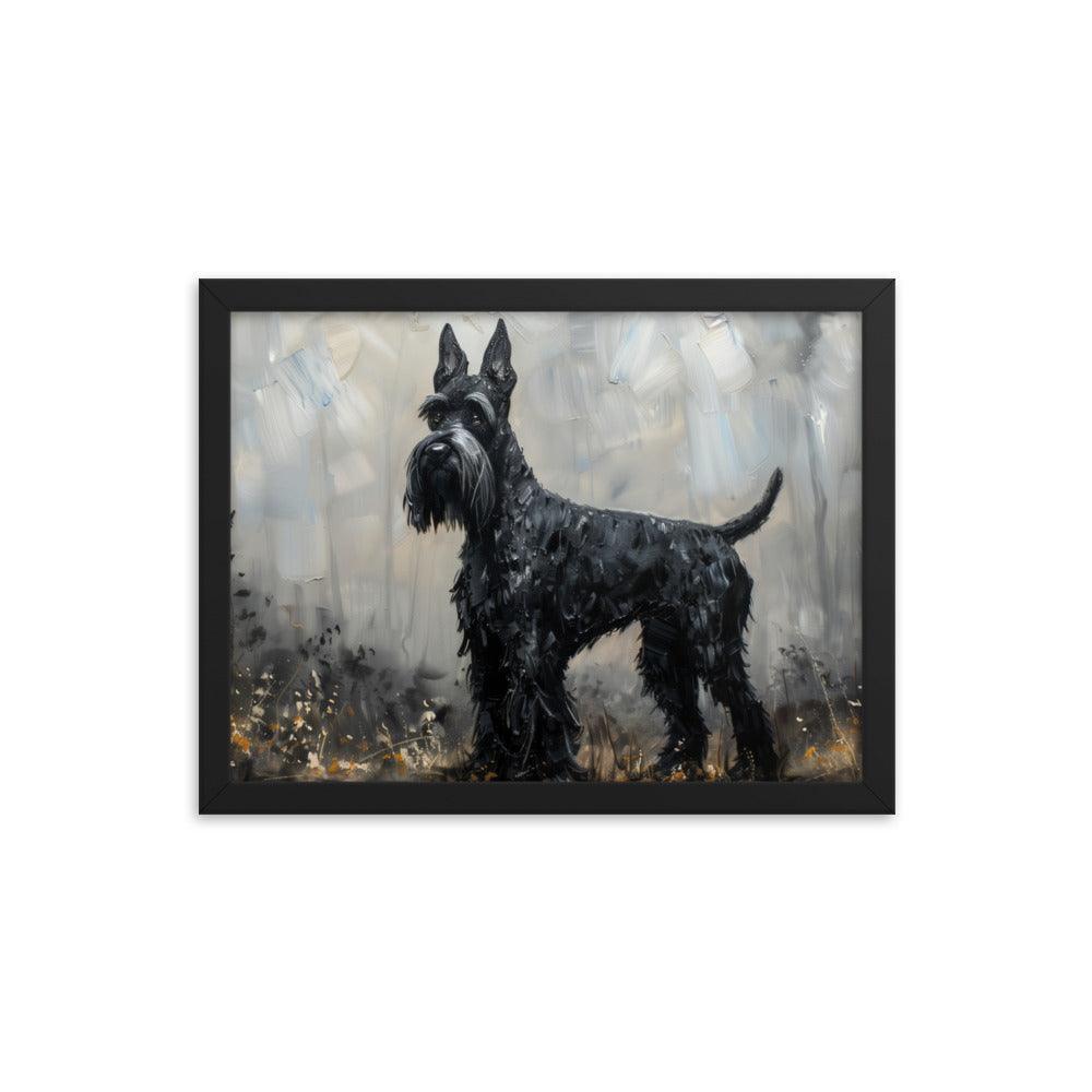 Giant Schnauzer Abstract Black and Gray Portrait Framed Poster - Oh Posters