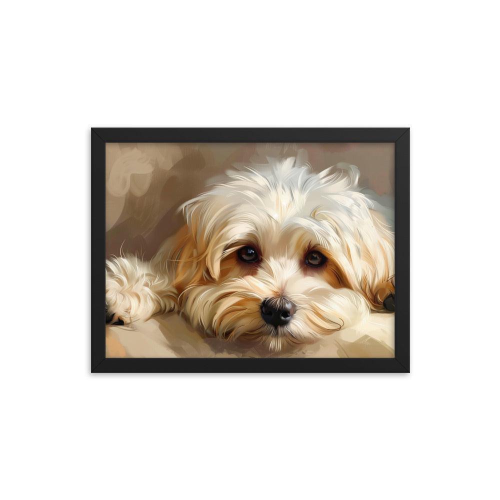 Havanese Puppy Resting Digital Painting Framed Poster - Oh Posters