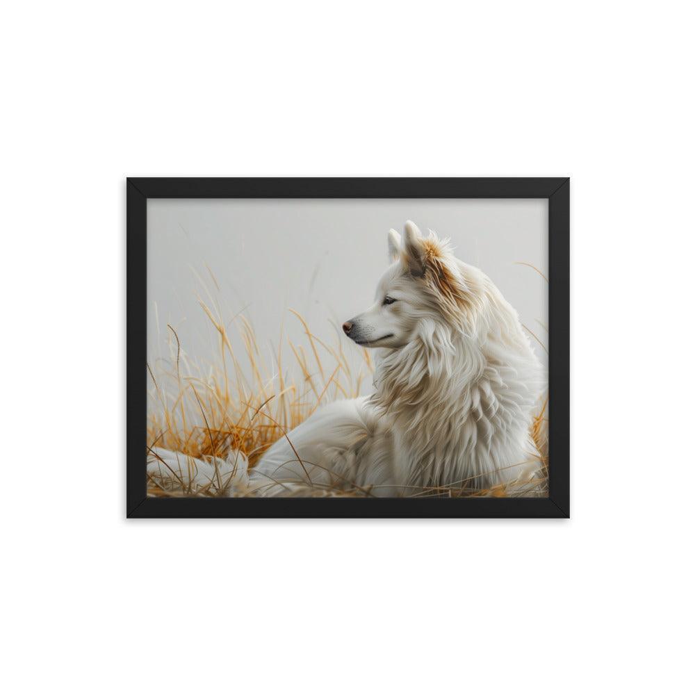 Icelandic Sheepdog in Golden Field Art Framed Poster - Oh Posters