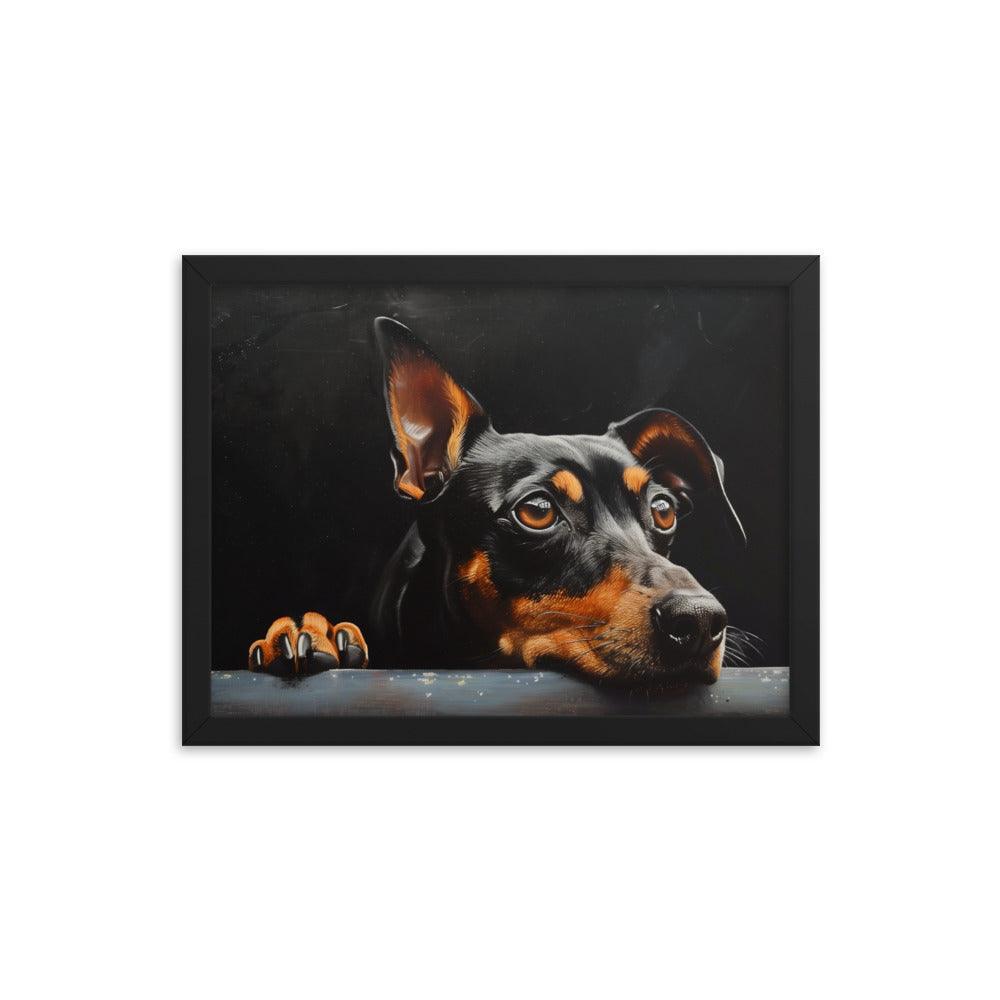 Manchester Terrier Painting with Dark Background Framed Poster - Oh Posters