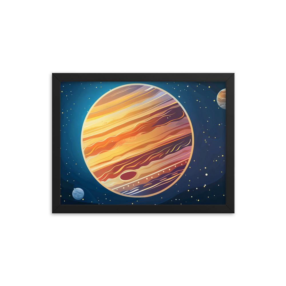 Jupiter Colorful Space Illustration Astronomy Art Framed Poster - Oh Posters