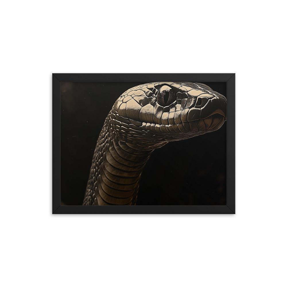 Cobra Snake Realistic Dark Portrait Digital Art Framed Poster - Oh Posters