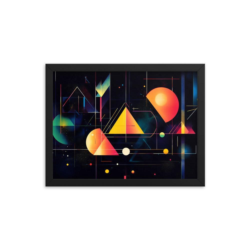 Cosmic Geometric Art with Abstract Shapes and Colorful Patterns for Modern Aesthetics Framed Poster - Oh Posters