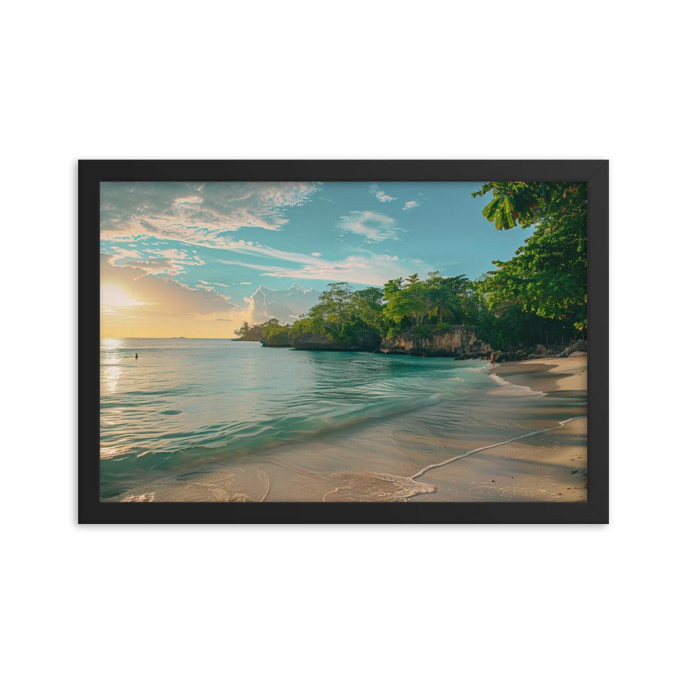 Jamaica Tranquil Seaside Sunset Framed Poster - Oh Posters