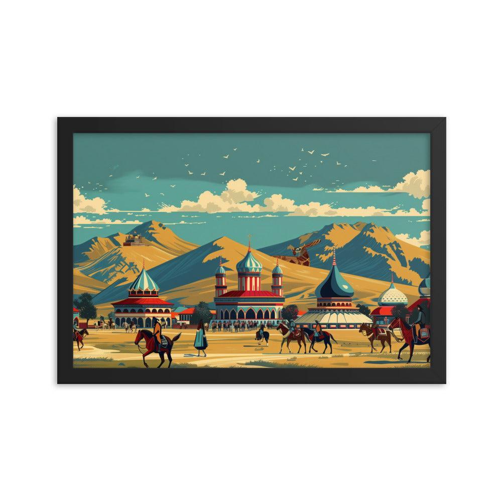 Kazakhstan Traditional Nomadic Settlement Framed Poster - Oh Posters