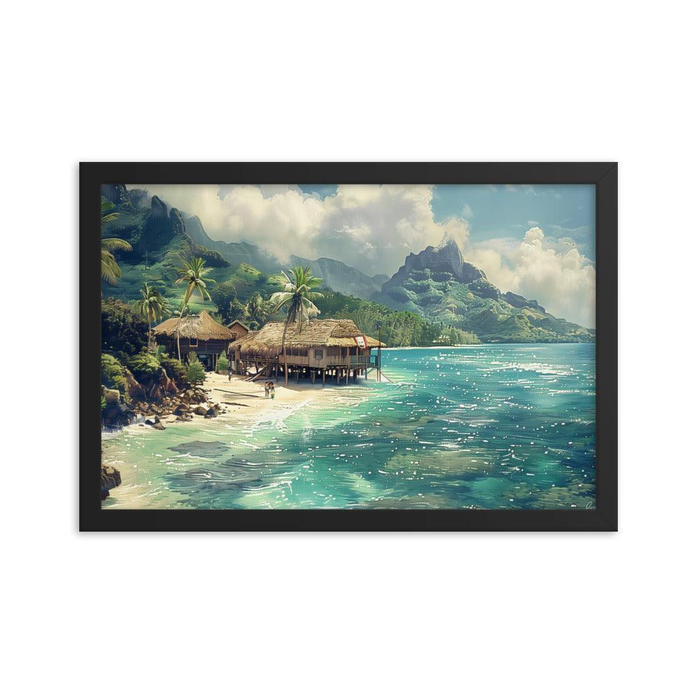 Nauru Tropical Beachside Village Framed Poster - Oh Posters