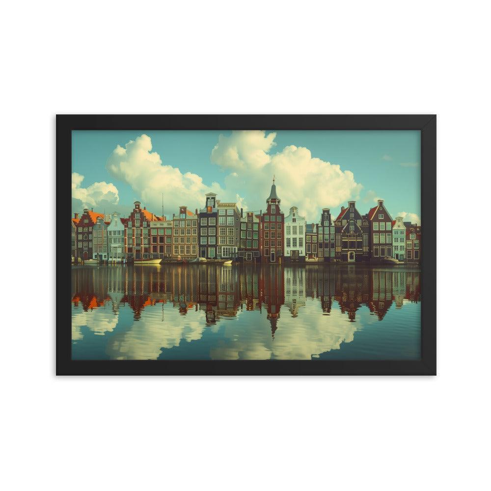 Netherlands Historic Amsterdam Canal Houses Framed Poster - Oh Posters