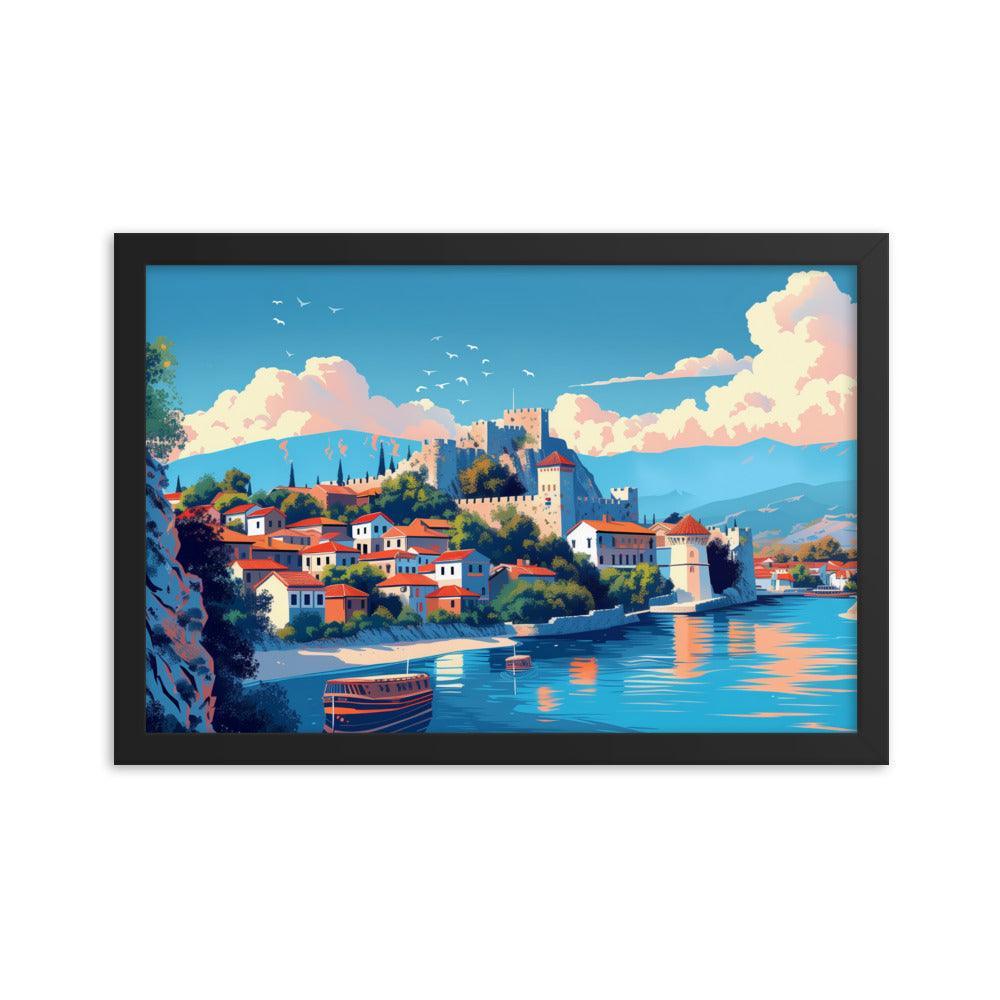 North Macedonia Historic Castle by the Lake Framed Poster - Oh Posters