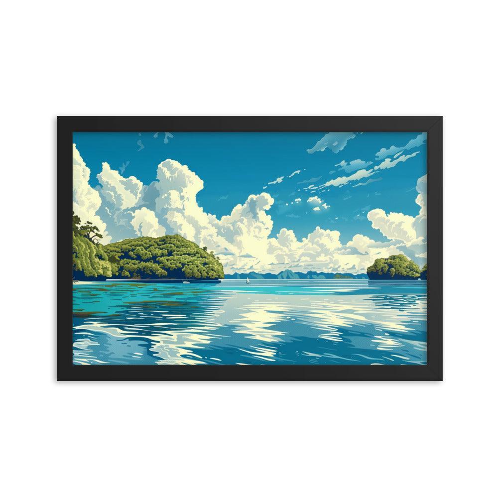 Palau Serene Island Sea View Framed Poster - Oh Posters