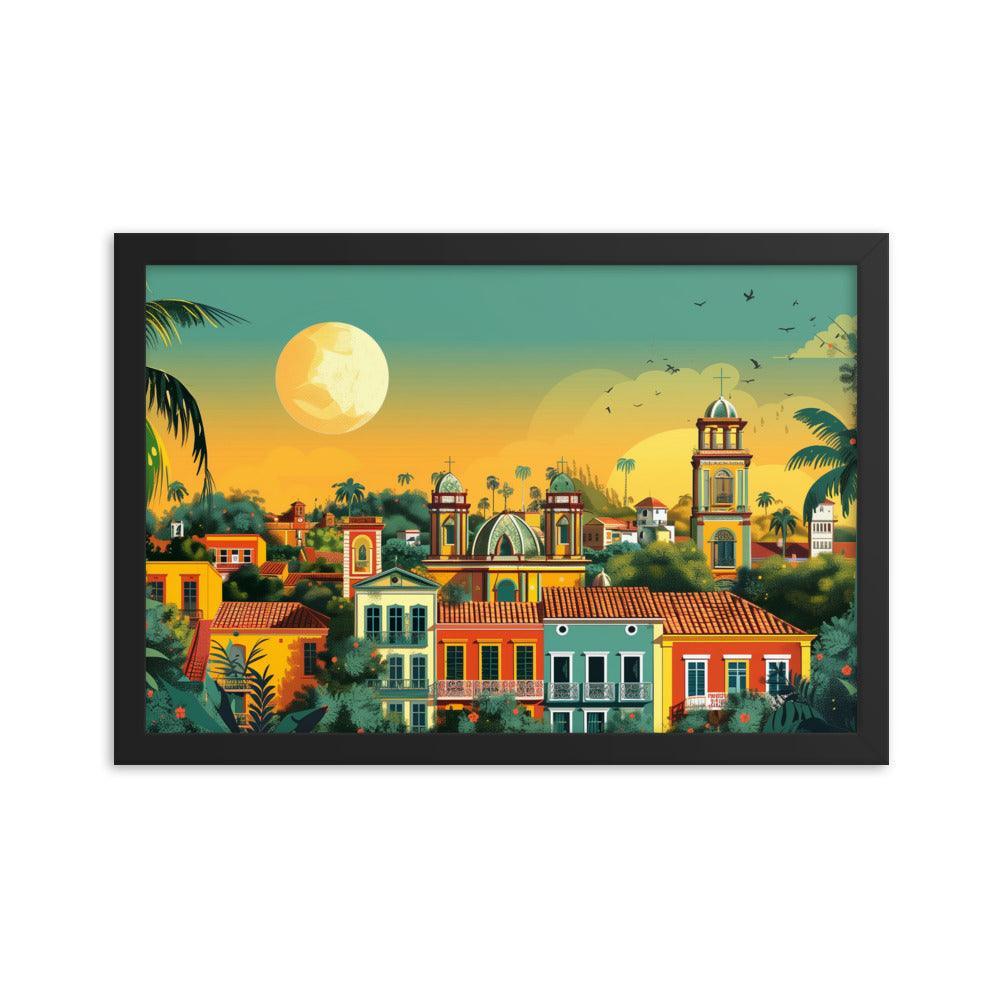 Paraguay Colonial Town Tropical Sunset Framed Poster - Oh Posters