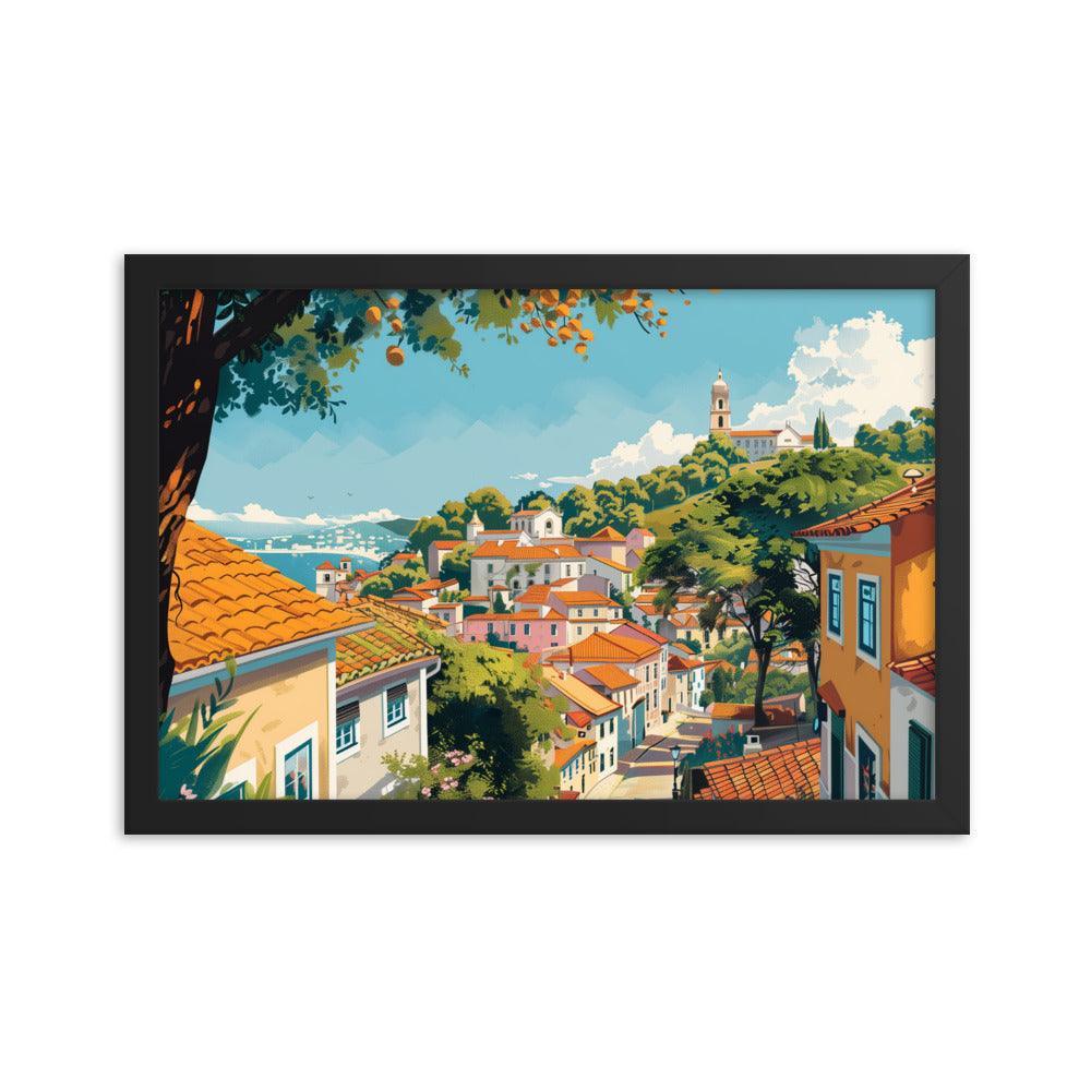 Portugal Charming Hillside Village Framed Poster - Oh Posters