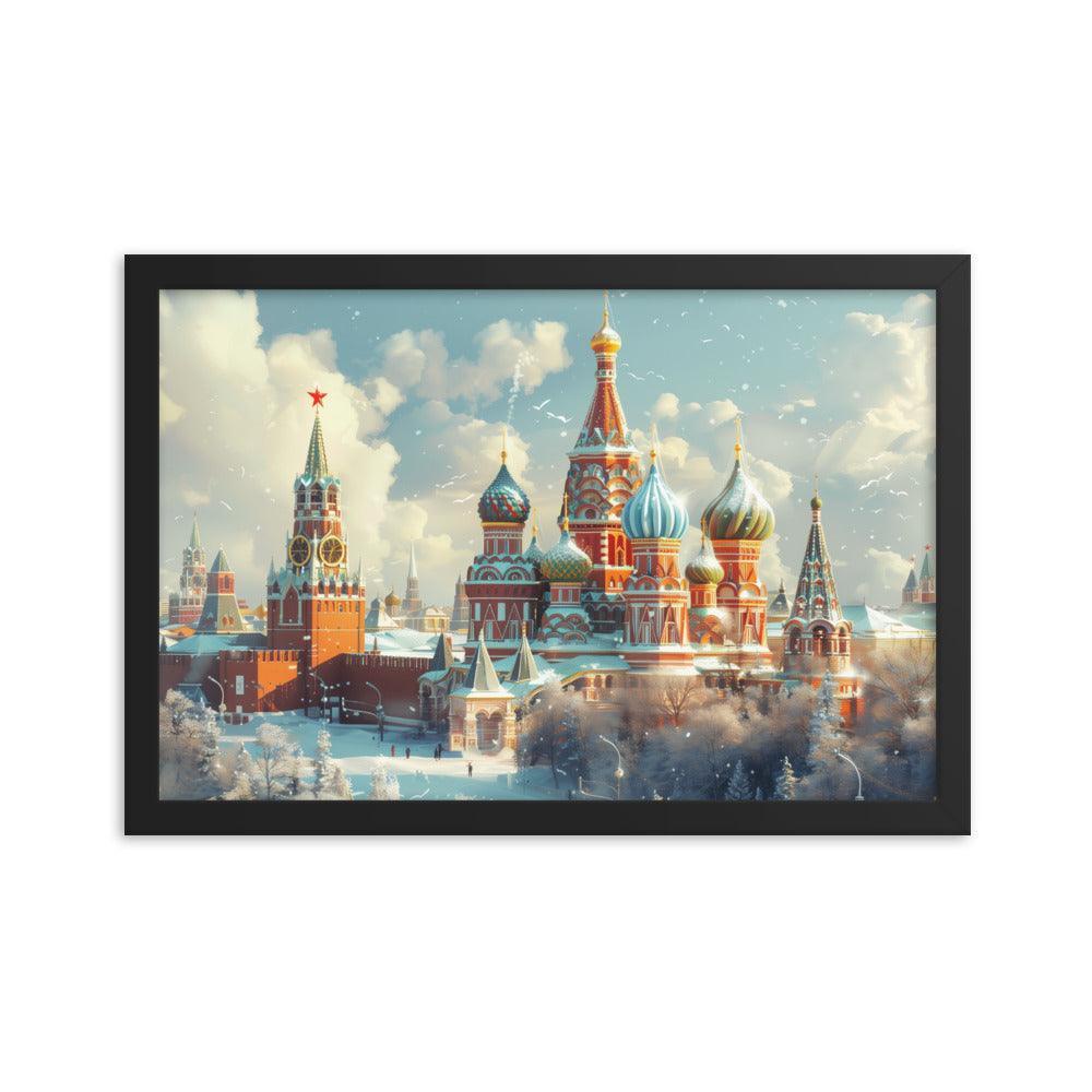 Russia Winter Moscow Kremlin Snowy Framed Poster - Oh Posters