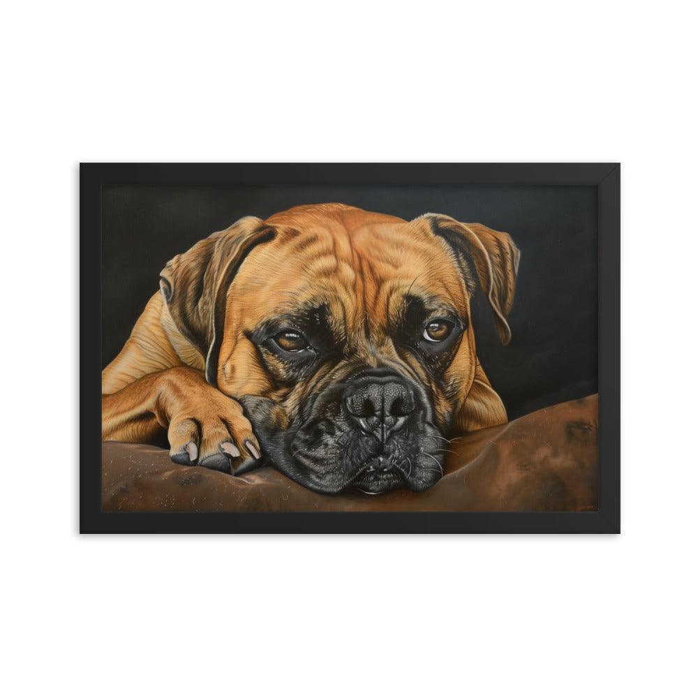 Bullmastiff Resting Portrait Painting Framed Poster - Oh Posters