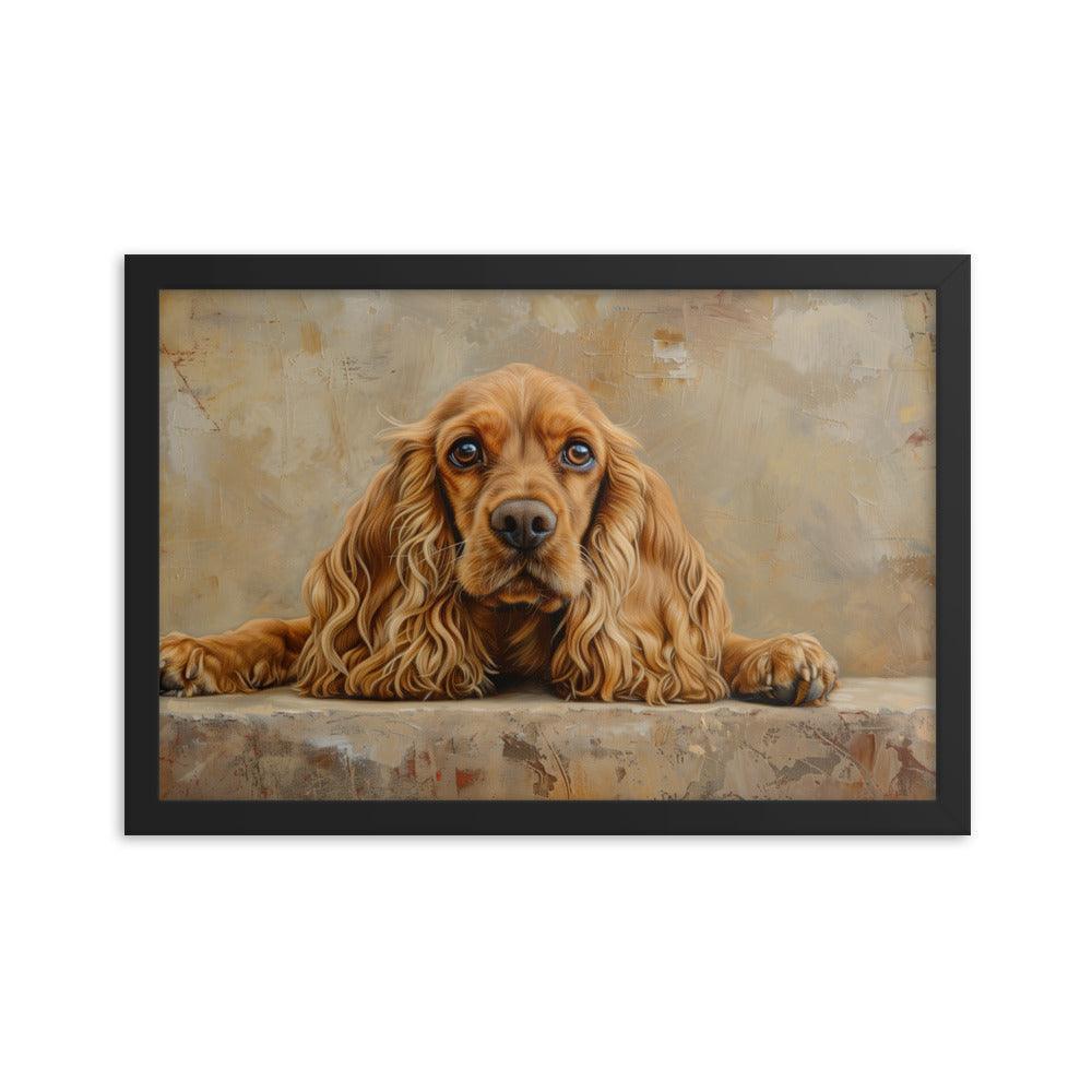 English Cocker Spaniel Resting on Textured Background Painting Framed Poster - Oh Posters