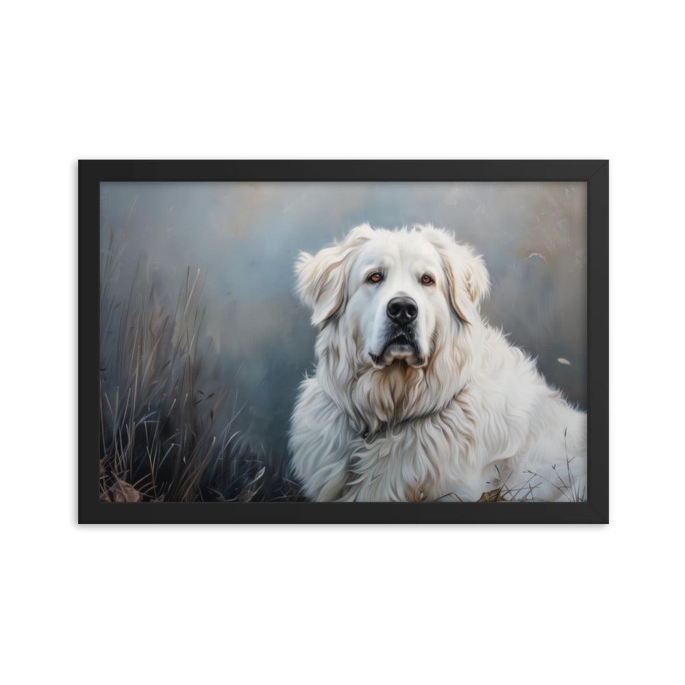 Great Pyrenees Majestic Winter Portrait Framed Poster - Oh Posters